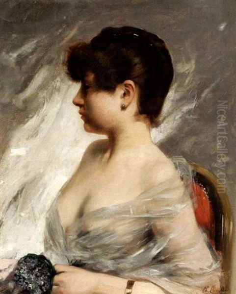 Portrait Of A Young Woman Oil Painting by Charles Joshua Chaplin
