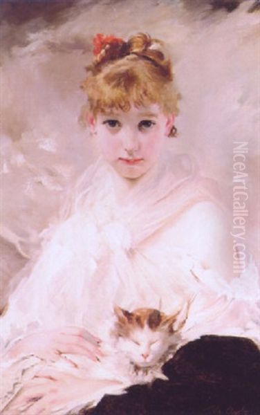 My Favorite Pet Oil Painting by Charles Joshua Chaplin