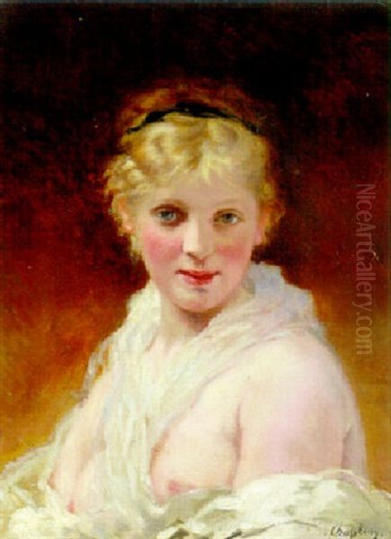 A Young Beauty Oil Painting by Charles Joshua Chaplin