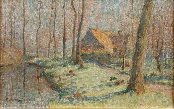 Maison En Sous-bois Oil Painting by Emile Ancelet