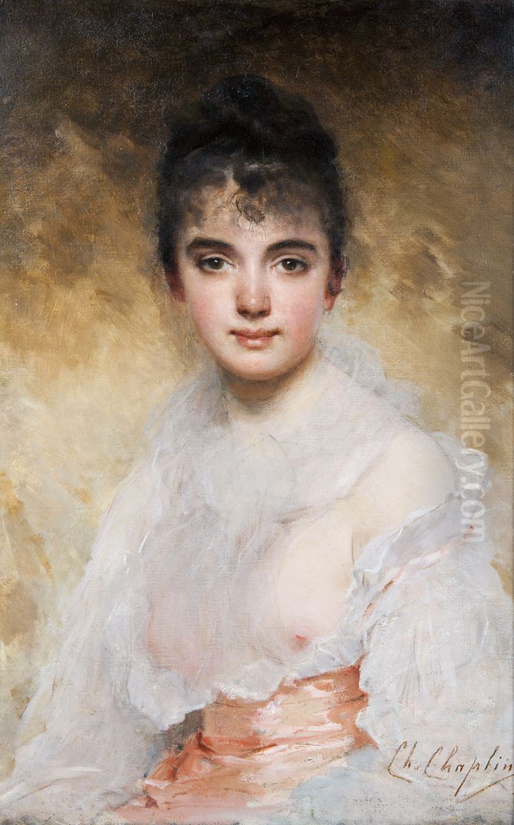 Portrait Of A Young Woman Oil Painting by Charles Joshua Chaplin