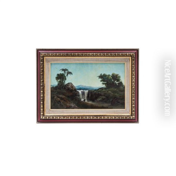 Landscape With Waterfall Oil Painting by Conrad Wise Chapman