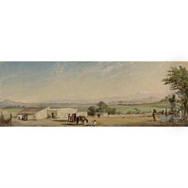 Mexico Desde La Hacienda De Los Morales Con Vista De Chapultepec Oil Painting by Conrad Wise Chapman