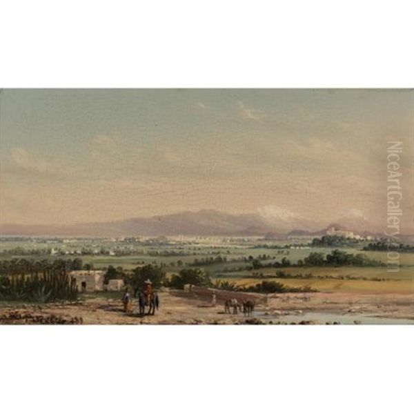 Mexico Desde La Hacienda De Los Olivares De Los Padres Oil Painting by Conrad Wise Chapman