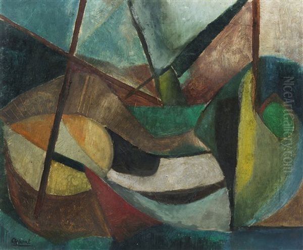 Composition In Green Oil Painting by Youla, Jules Chapoval