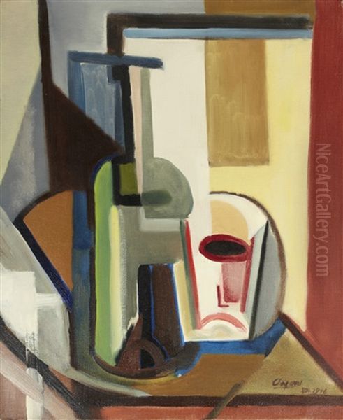 Composition A La Bouteille Oil Painting by Youla, Jules Chapoval