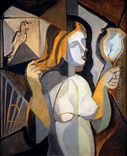 Jeune Fille A Sa Toilette Oil Painting by Youla, Jules Chapoval