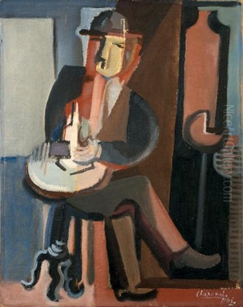 Personnage A Table Oil Painting by Youla, Jules Chapoval