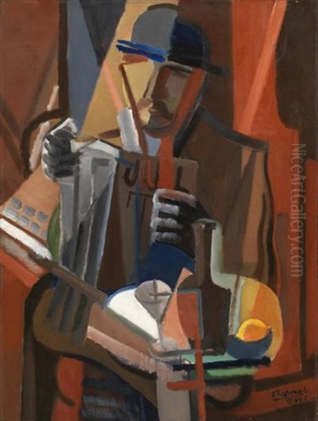 L'homme Au Journal Oil Painting by Youla, Jules Chapoval