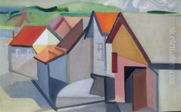 Maisons A Mimizan Oil Painting by Youla, Jules Chapoval