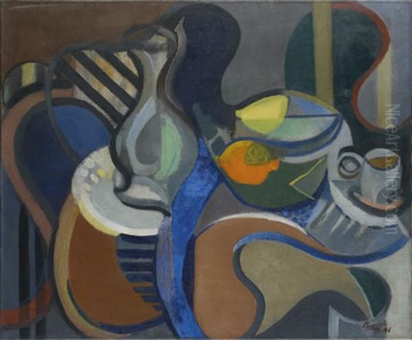 Nature Morte Au Citron Et A L'orange Oil Painting by Youla, Jules Chapoval