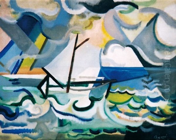 Les Bateaux Au Port Oil Painting by Youla, Jules Chapoval