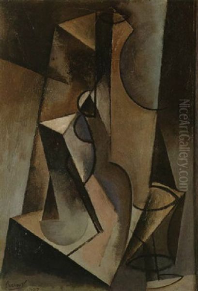 Composition A La Bouteille Et Au Verre Oil Painting by Youla, Jules Chapoval