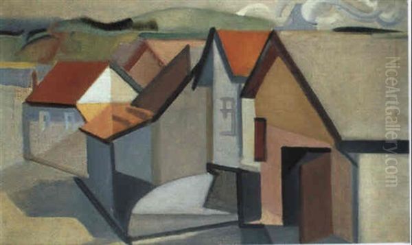 Paysage Cubiste (maisons A Mimizan) Oil Painting by Youla, Jules Chapoval
