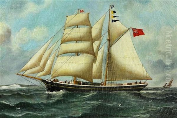 Portrait Of Hermaphrodite Brig Lizzie Lee Of Goole Oil Painting by Reuben Chappell Of Poole