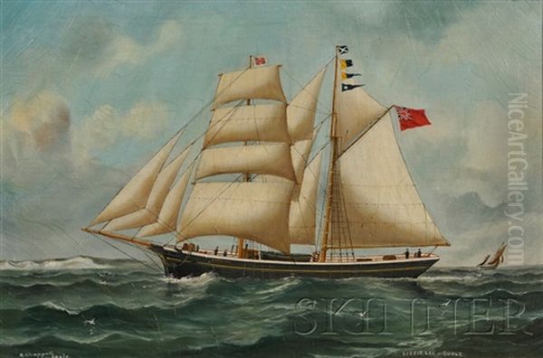 Portrait Of The Hermaphrodite Brig Lizzie Lee Oil Painting by Reuben Chappell Of Poole