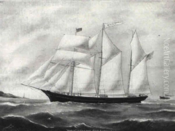 Portrait Of An American Barkentine Oil Painting by Reuben Chappell Of Poole