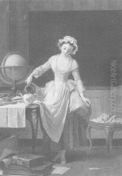 Tea In The Master's Study Oil Painting by Gabriel-Gervais Chardin