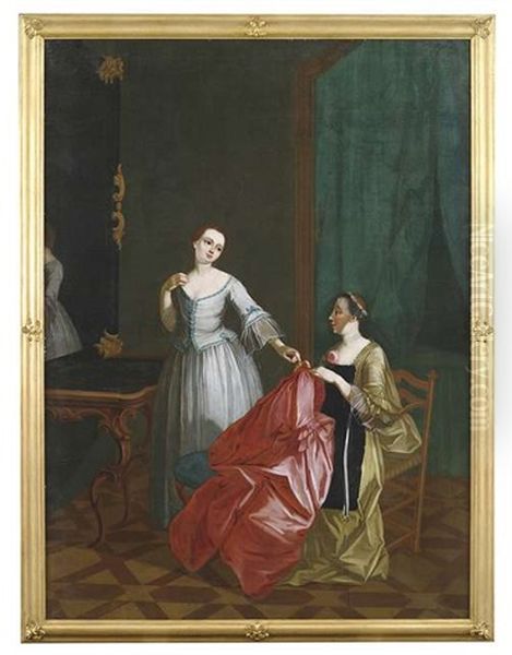 Die Morgentoilette. Das Tischgebet. Die Schneiderin (set Of 3) Oil Painting by Jean-Baptiste-Simeon Chardin