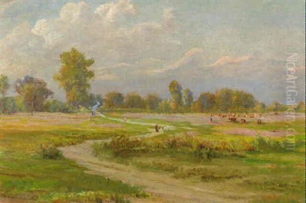 Landschaft Mit Weidevieh Oil Painting by Hugo Charlemont