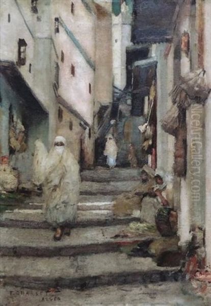 Rue Ombragee A Alger Oil Painting by Frantz Charlet