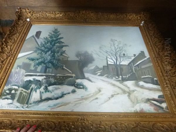 Village Sous La Neige Oil Painting by Louis Charlot