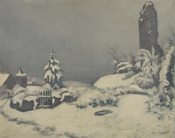 Village Sous La Neige Oil Painting by Louis Charlot