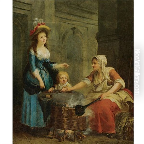 The Chesnut Seller Oil Painting by Jean-Baptiste Charpentier the Elder