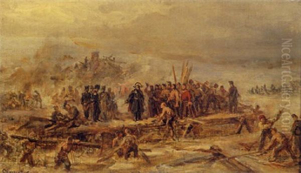 Scene De La Guerre De Crimee (?) Oil Painting by Eugene Charpentier
