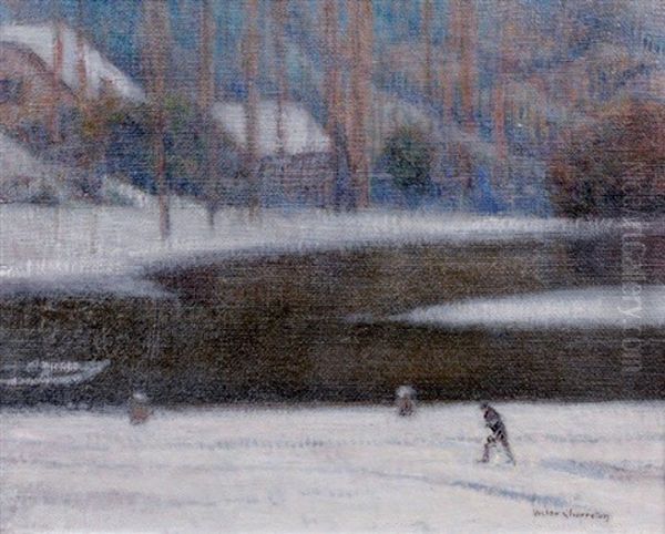 Neige A Pont-aven Oil Painting by Victor Charreton