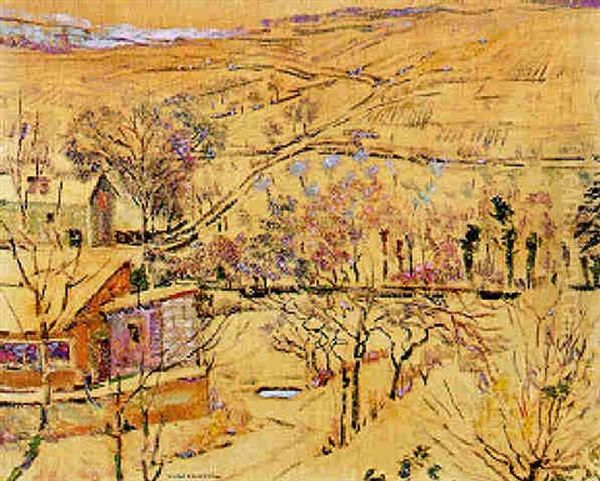 Paysage Vallonne, Effet De Neige Oil Painting by Victor Charreton