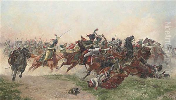 Battle Of Wagram Oil Painting by Henri Georges Jacques Chartier