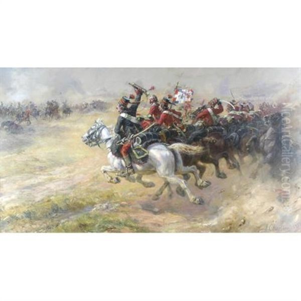 The Charge Of The Hussars Oil Painting by Henri Georges Jacques Chartier