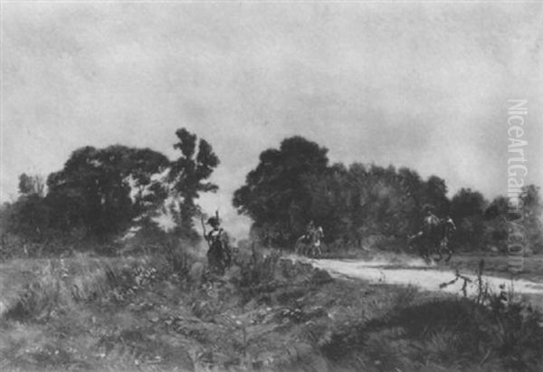 Aux Avants-postes (la Veille De Wagram) Oil Painting by Henri Georges Jacques Chartier