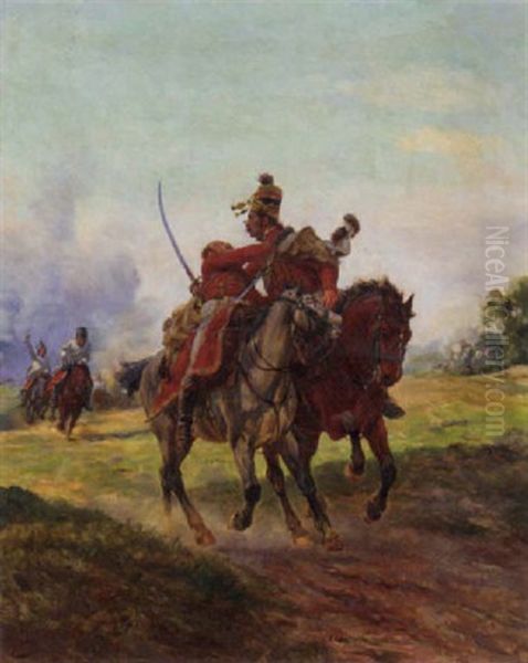 Rescued From The Skirmish Oil Painting by Henri Georges Jacques Chartier