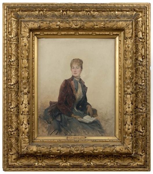 Portrait De Femme Lisant Oil Painting by Theobald Chartran