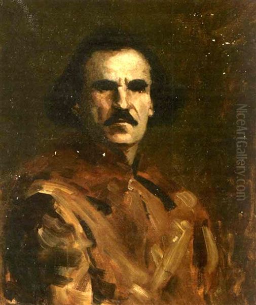 Portrait Of A Gentleman In A Brown Jacket Oil Painting by William Merritt Chase