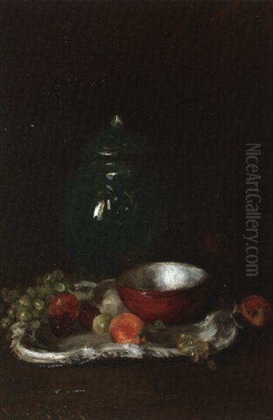 The Little Red Bowl (still Life:  The Red Bowl) Oil Painting by William Merritt Chase