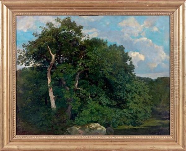La Mare Aux Fees, Foret De Fontainebleau Oil Painting by Theophile-Narcisse Chauvel
