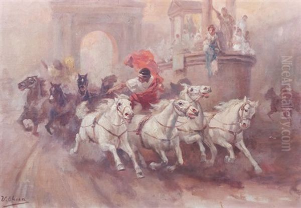 Cuadriga Romana Oil Painting by Ulpiano Checa y Sanz