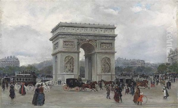 The Arc The Triomphe, Paris Oil Painting by Ulpiano Checa y Sanz