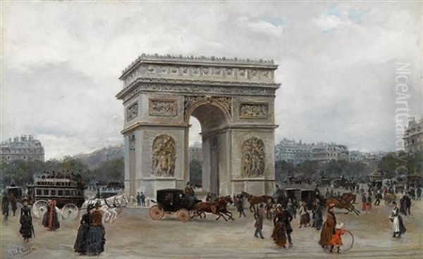 View Of The Arc De Triomphe Oil Painting by Ulpiano Checa y Sanz