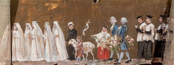 Procesion Del Corpus En El Sur De Francia Oil Painting by Ulpiano Checa y Sanz