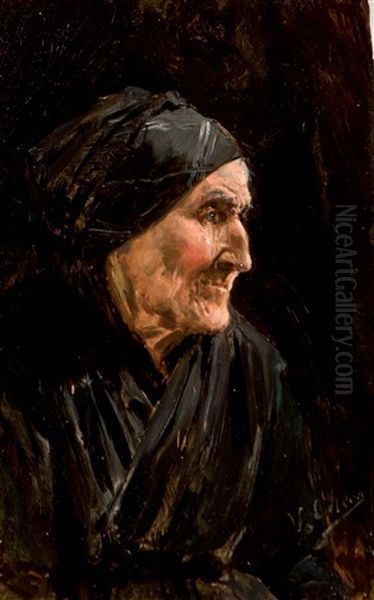 Anciana Oil Painting by Ulpiano Checa y Sanz
