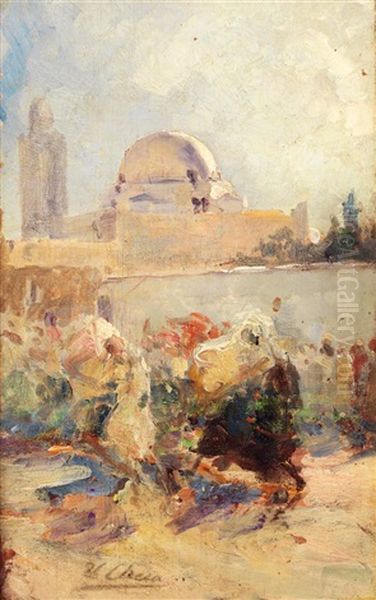 Cavaliers Devant La Mosquee Oil Painting by Ulpiano Checa y Sanz