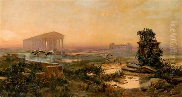 Antike Ideallandschaft Oil Painting by Ulpiano Checa y Sanz