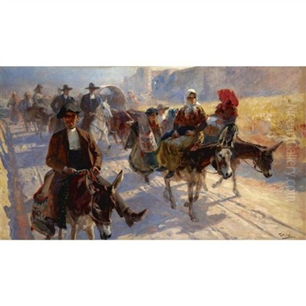 Romeria (procession) Oil Painting by Ulpiano Checa y Sanz