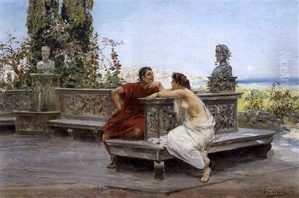 Enamorados En Pompeya Oil Painting by Ulpiano Checa y Sanz