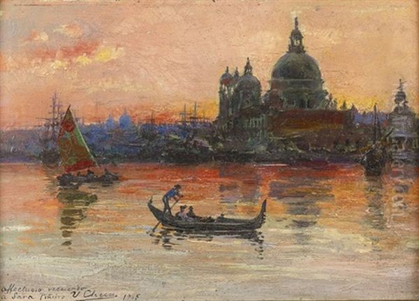 Gondel Vor Santa Maria Della Salute In Venedig Oil Painting by Ulpiano Checa y Sanz