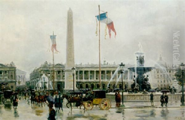 Place De La Concorde, Paris Oil Painting by Ulpiano Checa y Sanz